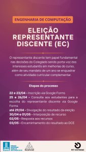 Leia mais sobre o artigo Eleição representante discente do curso de Engenharia de Computação